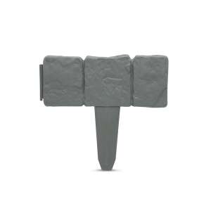 Gray plastic lawn edging, stone look, 3 pieces, easy to install - Garden Edging