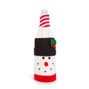 Snowman bottle cover, Christmas bottle holder, wine bottle cover, festive bottle cover, holiday bottle cover - Gift bag