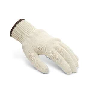 Pair of white cotton work gloves with blue PVC dots, size L, anti-slip, 12 pairs - Work gloves