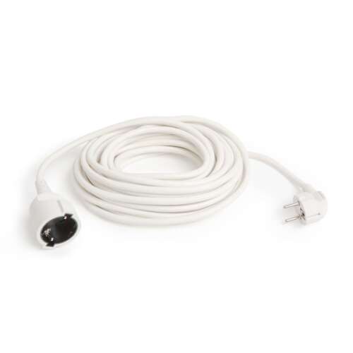 White 5 meter extension cord with CEE 7/7 plug and CEE 7/4 socket