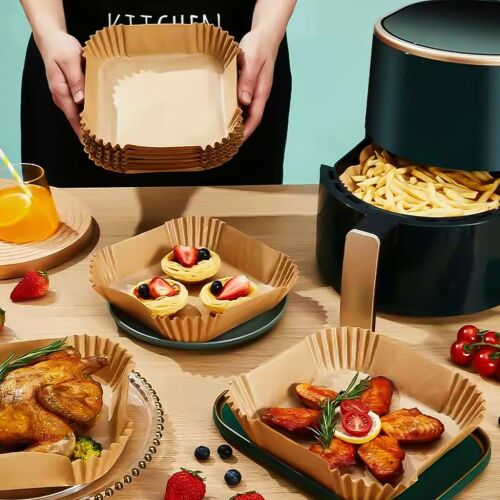 Sütőpapír forró levegős fritőzhez - Négyzet alakú - 20 cm - 50 db 
csomag