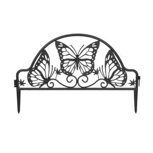 Black butterfly garden border, decorative metal fence for flower beds - Garden Edging