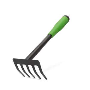 Garden hand rake with green handle - Rake