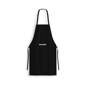 Black kitchen apron with pocket, bewello brand - Bewello