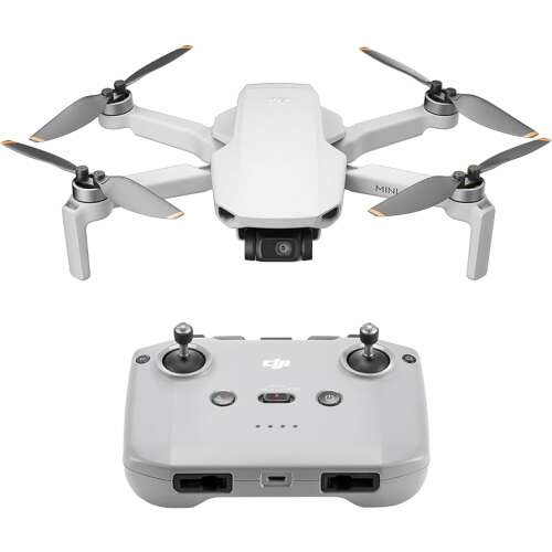 DJI Mini 4K drón távirányítóval, elölnézet