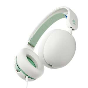 Кабели Skullcandy Grom Kids, бели с акценти мента зелено, изглед под ъгъл - Слушалки