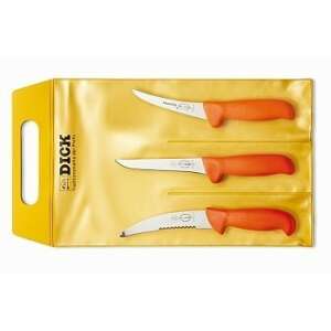 Set od 3 lovačkih noževa Dick ErgoGrip za obradu na terenu, uključuje 15 cm nož za kožu, 10 cm ravni nož za kosti i 13 cm zakrivljeni nož za kosti - Lovački i survival nož