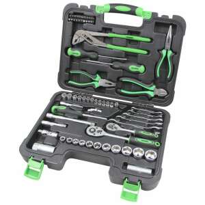 ISKRA ERO 65-piece tool set, HTWR-65, with sockets, wrenches, pliers, screwdrivers, and more, in a carrying case - Tool