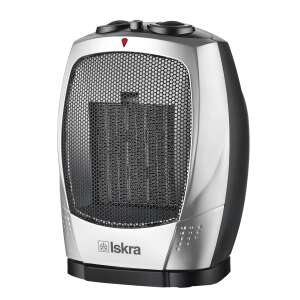 Iskra PTC-903B elektrischer Heizlüfter, silber-schwarz, 1500W - Heizstrahler und Luftentfeuchter