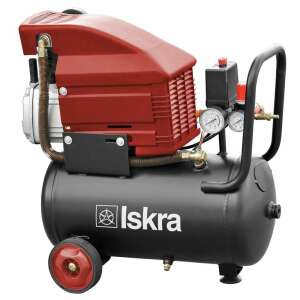 Compresor de aer Iskra FDL24 24L, roșu și negru, cu roți - Iskra