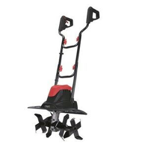 Motocultor electric Scheppach MTE 380, vedere 3/4 pe fundal alb - Scheppach