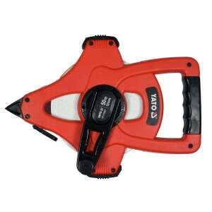 YATO 50m fiberglass measuring tape, red, top view - Yato