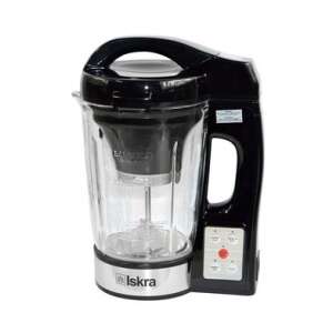 Blender și mixer de bucătărie Iskra HS-08G, negru și argintiu, cu recipient din sticlă și lame din oțel inoxidabil - Iskra