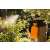 Person using Fiskars 5L orange pressure sprayer in garden