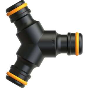 Conector în 3 căi Fiskars, negru, cu garnituri portocalii - Accesorii irigare