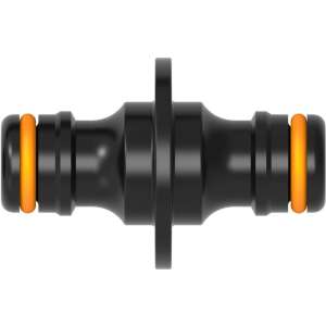 Conector de prelungire Fiskars pentru furtunuri, negru cu inele portocalii - Accesorii irigare
