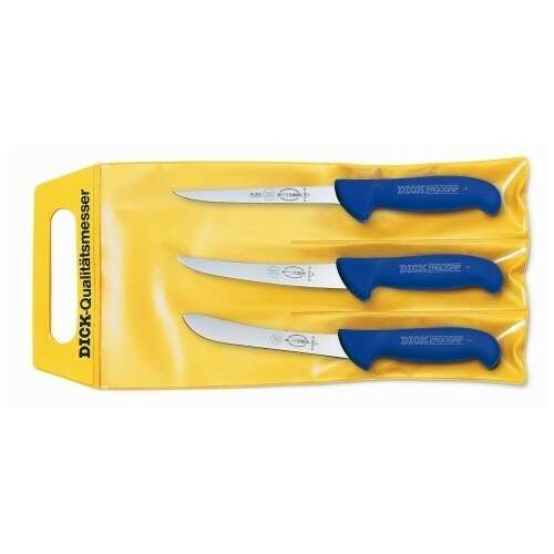 Dick ErgoGrip 3-piece knife set: boning, butcher, and curved knives