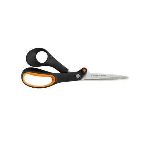 Fiskars Amplify heavy duty scissors, 21 cm, black and orange, for cutting thick materials