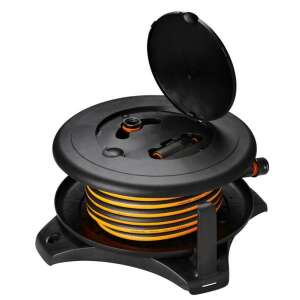 Fiskars Solid L Schlauchrolle mit 30 m (1/2) Schlauch und Zubehör, schwarz und orange, Gartenschlauchrolle - Fiskars Schlauchwagen