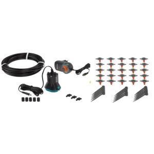 Gardena Balcony Box Irrigation System components: pump, timer, tubing, and drippers - Gardena