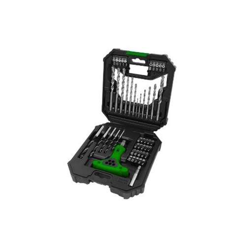 ISKRA ERO 50-piece drill and bit set FST050, includes drill bits, screwdriver bits, and a ratchet screwdriver handle