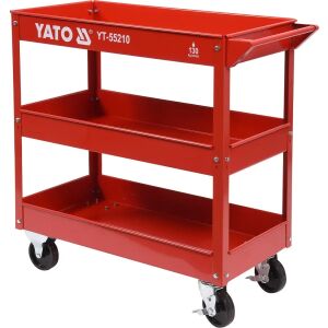YATO YT-55210 Red Tool Cart with Wheels and Three Shelves - Tool Cart