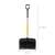 Fiskars X-series telescopic snow shovel with adjustable handle, showing dimensions