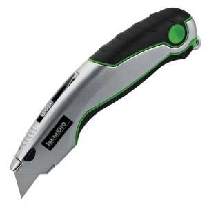 Iskra ERO 47-T1 utility knife, silver and green, with retractable blade - Wallpaper Cutter