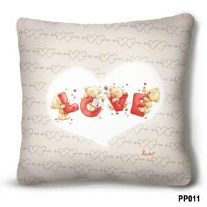 Macis Love plüss párna, mackókkal a LOVE felirattal, díszpárna - Díszpárna