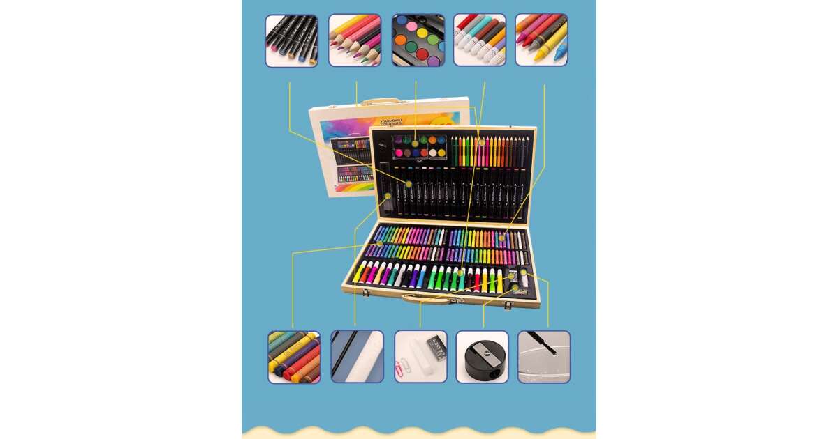 Set de Artă Profesional pentru Copii și Începători – 180 Piese