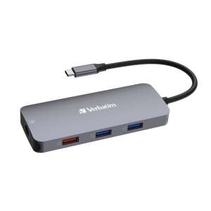 Verbatim USB-C Pro Multiport Hub CMH-09, srebrny, 9 portów, HDMI, USB-A, USB-C PD, SD, microSD, RJ45 - Koncentrator USB