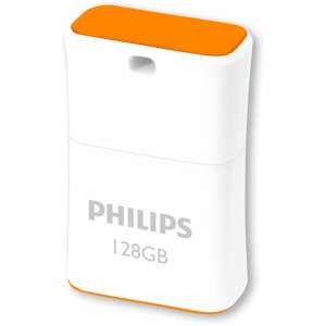 Philips Pico 128GB USB flash meghajtó, fehér narancssárga betéttel, USB A típus 2.0 - Pendrive
