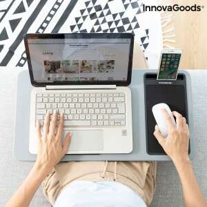 InnovaGoods DESKION XL portable laptop desk with cushion, grey, for working on the couch or bed - Laptop Stand
