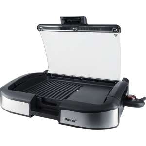 Steba VG 195 electric grill with glass lid open, showing the grill plate - Steba