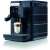Saeco New Royal Plus coffee machine, black, front view, with cup of coffee