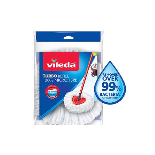 Vileda Turbo Classic felmosófej utántöltő, 100% mikroszálas, eltávolítja a baktériumok 99%-át