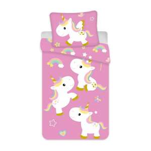 Set lenjerie de pat pentru copii Unicorn Curcubeu, 100x135cm, 40x60cm - Nonbrand Lenjerie de pat - grădiniță