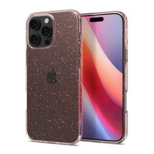 Spigen Liquid Crystal Glitter telefontok Apple iPhone 16 Pro-hoz, rózsaszín, vékony, átlátszó, csillámos, ütésálló, légpárnás sarkokkal - Spigen
