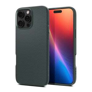 Spigen Liquid Air telefontok Apple iPhone 16 Pro-hoz, sötét zöld, vékony, ütésálló, légpárnákkal, rombusz mintával - Spigen