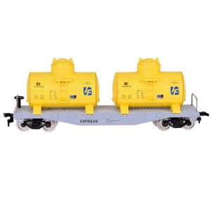 Dwa żółte cysterny na platformie - Pociąg, element kolejowy, autostrada