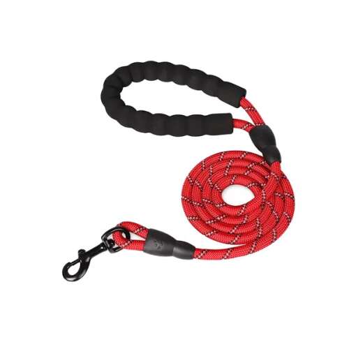 Rotes Hundeleine mit Griff und reflektierenden Streifen, 120 cm lang