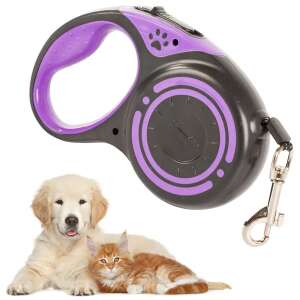 Automatic retractable dog leash, 5m long, purple, for dogs up to 15kg - Cat Care