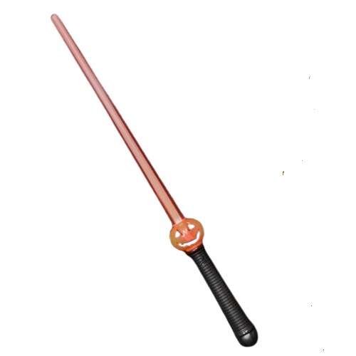 Narancssárga Halloween világító tökös fénykard, 72 cm hosszú, fekete markolattal - Játék kard és pajzs