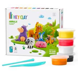 Hey Clay Animals Air-Dry Clay Set, 15 cans of colorful clay, includes sculpting tools, perfect for kids to create their own animal figures - Hey Clay