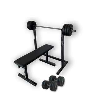 GazoFitness® lavička na cvičenie so stojanom na činku, činkami a závažím - Posilňovanie