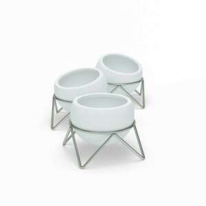 Umbra Potsy Kerámia Virágtartó Készlet Fehér Ezüst Állvánnyal