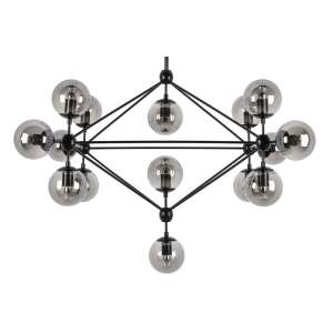 Modern 15 Karos Fügőlámpa - Fekete - Füstölt Üveg