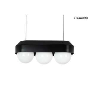 MOOSEE DROPS 3 fekete függőlámpa, modern minimalista dizájn fehér üveg árnyékolókkal és fekete acél váz - Moosee