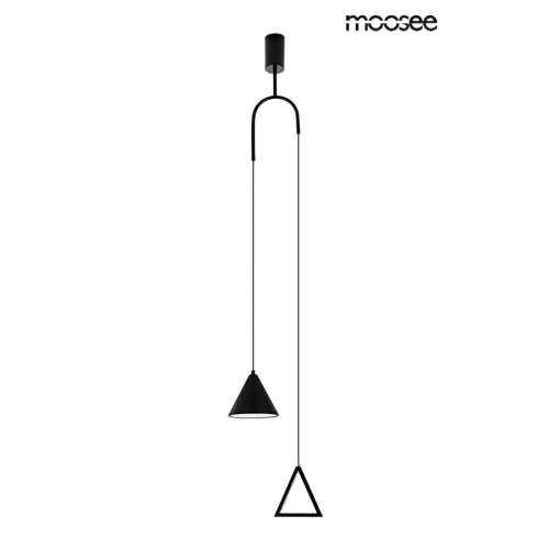 MOOSEE ACUSTICA fekete függőlámpa, modern design geometrikus formákkal, fém és alumínium szerkezet, két fényforrás, kúp és háromszög, fekete kivitel - Moosee