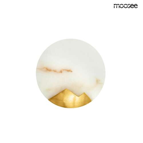 MOOSEE LUXIO arany fali lámpa, kerek fehér márvány és sárgaréz kialakítás, modern minimalista stílus